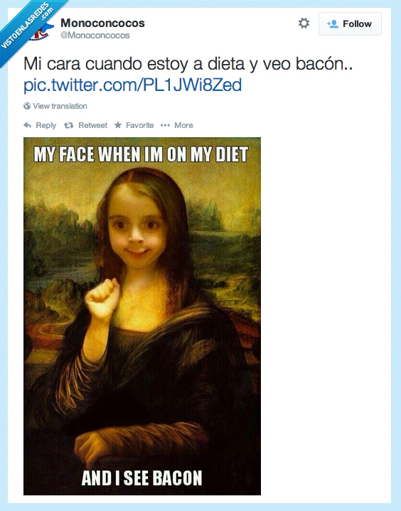 bacon,niña,mona lisa,tentacion,comer,ymandasatomarporahiladieta,cara,dieta