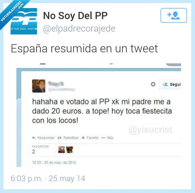 pp,votar,padre,20,euros,pagar,fiesta,cani,chico,partido popular,elecciones