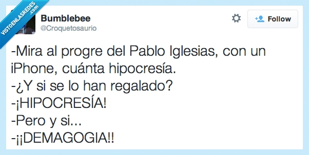 pablo iglesias,iphone,hipocresia,regalado,demagogia,derecha,quejar