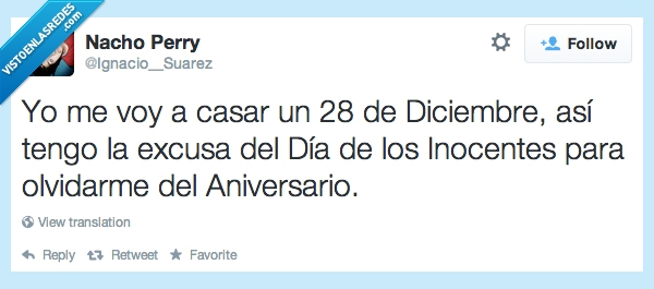 28 de Diciembre,Casamiento,Aniversario,Excusa,Día de los Inocentes
