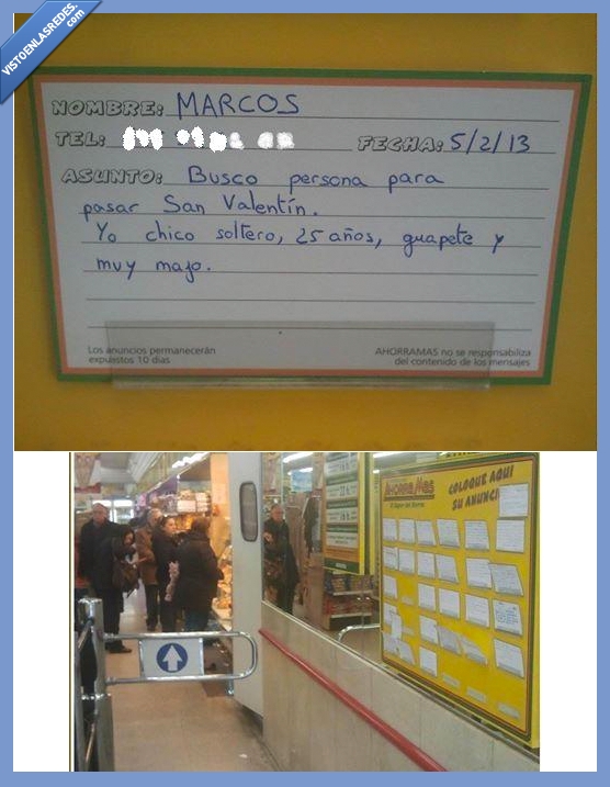 cartel,busco pareja,san valentin,marcos,ahorra más,anuncio,contacto,25 años,romantico