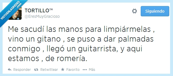 ole,romería,guitarrista,palmadas,limpiar,manos,sacudir