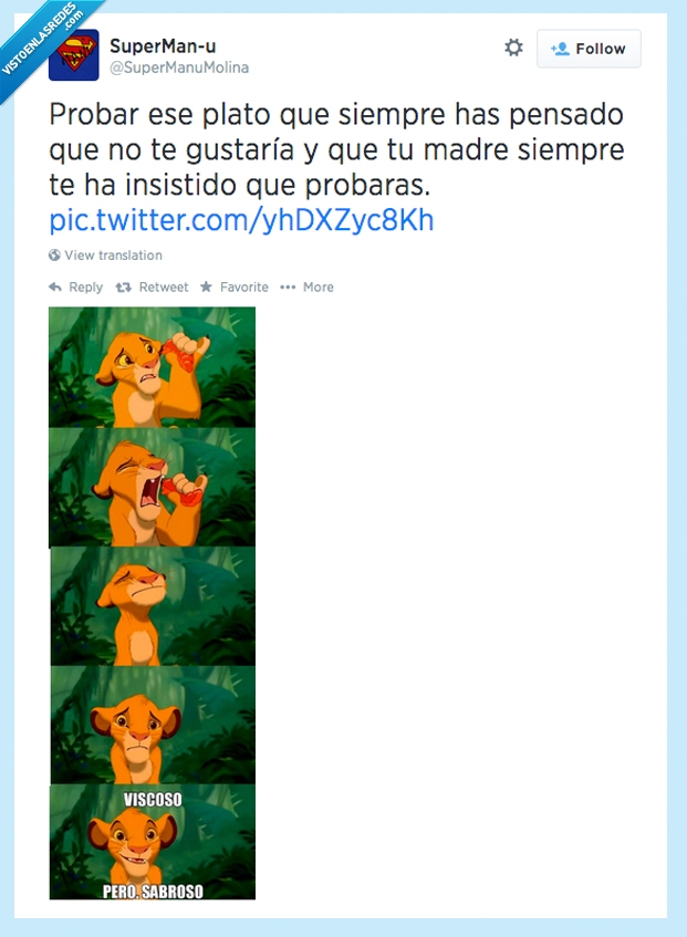 pero,viscoso,sabroso,madre,probar,simba,comida,plato,el rey león