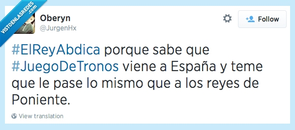 rey,twitter,juego de tronos,poniente,muerto,españa
