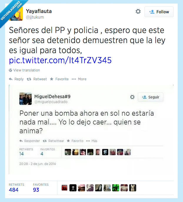 bomba,sol,republica,policia,incitar,violencia,anima,animar,señores,pp,partido popular,derecha,ley,igual