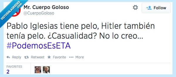 Pablo Iglesias,Hitler,pelo,rojo,derecha,votar,poder