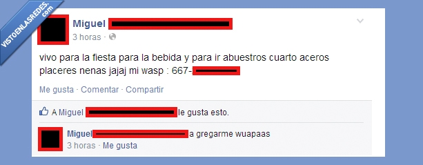 nena,whatsapp,no es que se le de muy bien,forever alone,fiesta,bebida,cuarto,hacer,placer,numero,móvil
