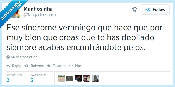 tangadeesparto,síndrome,verano,depilación,pelos