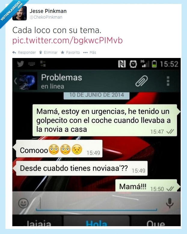 accidente,hospital,whatsapp,madre,conversacion,novia,coche