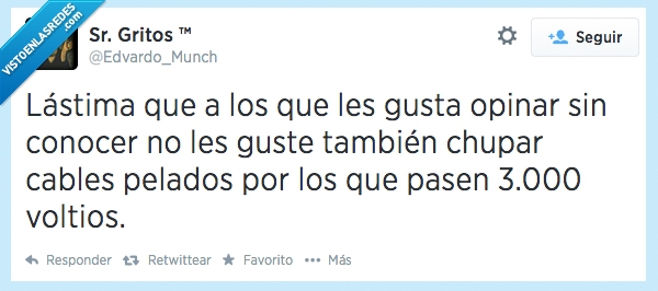 lastima,opinar,conocer,gustar,chupar,cable,pelado,voltio morir,ignorantes