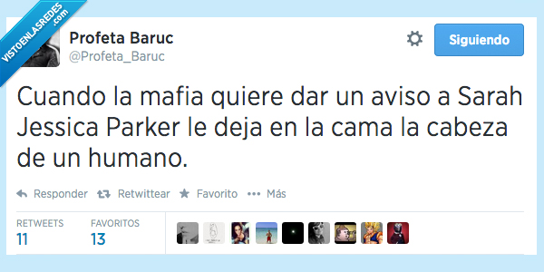 persona,humano,caballo,cabeza,sarah jessica parker,aviso,mafia,cama