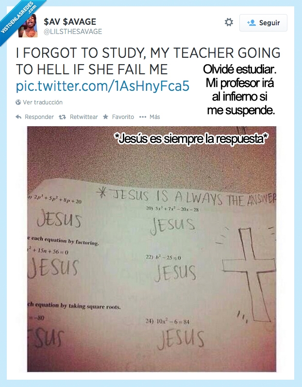 Jesús,examen,respuestas,infierno,profesor