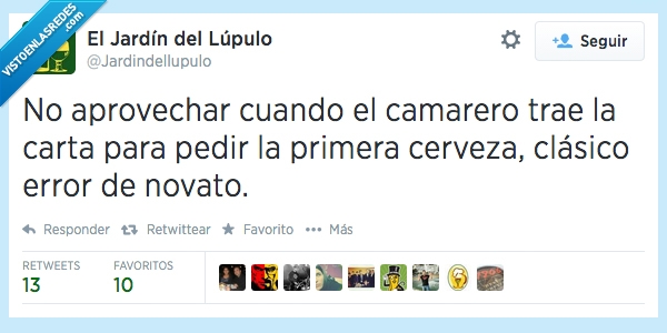 twitter,restaurante,pedir,carta,cerveza,beber,error,novato,noob