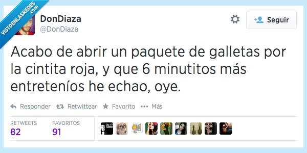 acabo,abrir,paquete,galleta,dificil,cintita,roja,tirita,minuto,rato