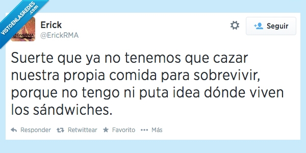 sándwiches,twitter,suerte,cazar,bocadillo,cazador,sobrevivir