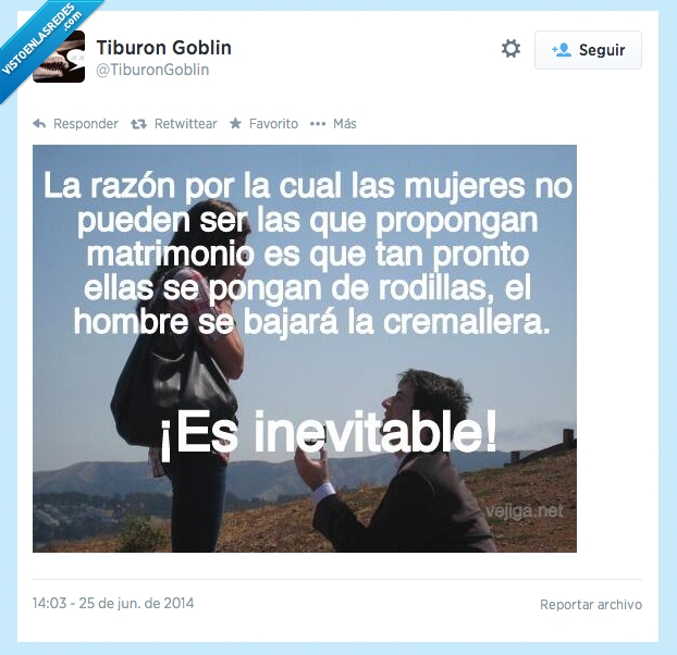 pedir,matrimonio,hombre,mujer,arrodillarse,cremallera,bajar,inevitable,twitter