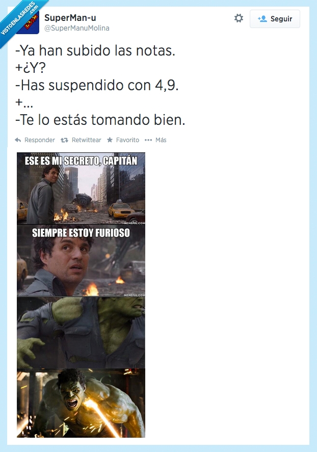 hulk,vengadores,notas,examen,enfado