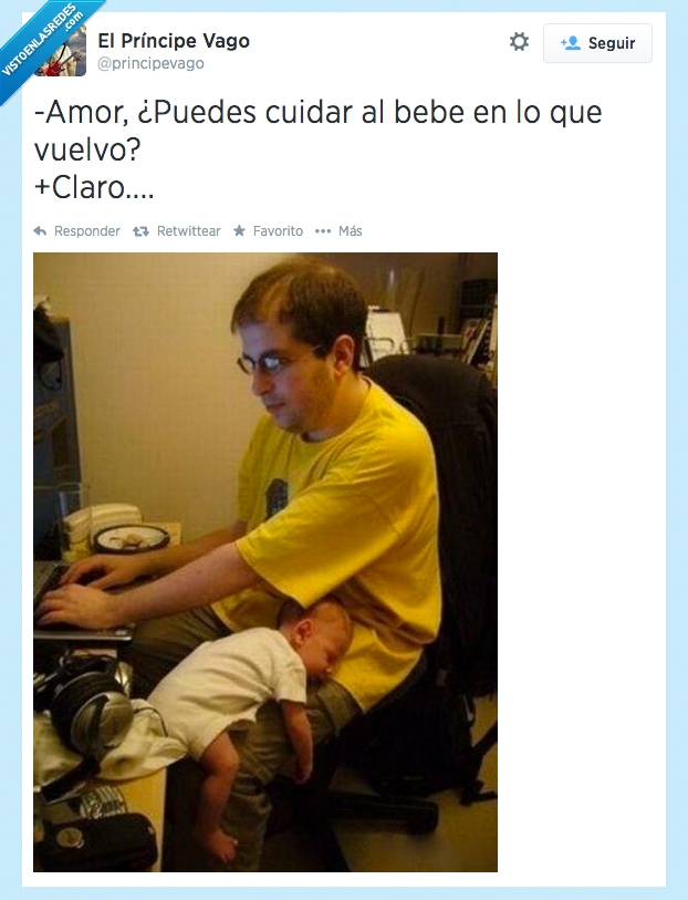 twitter,bebe,ordenador,cuidar,jugar,niño,hijo,encima