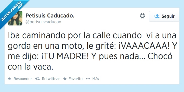 chocar,chocó,verdad,gorda,insultar,madre,sentido,doble,cuidado,twitter,vaca