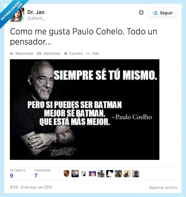 Bat,tu mismo,Bruce Wayne,Patata,Paulo Coelho,Autoayuda,siempre,ser