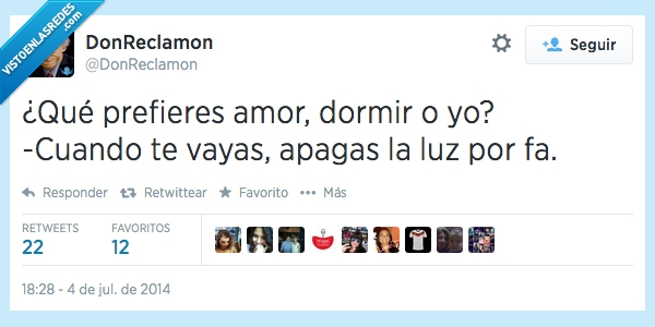prefieres,luz,amor,yo,dormir,adios