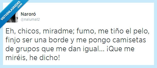 diferente,teñir pelo,tiño,igual,chicas,atención,pelo teñido,música,fumar,twitter