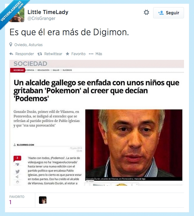 España,Política,Vergüenza,Podemos,Twitter,Digimon,alcalde,gallego