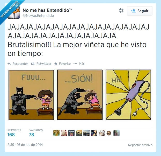 viñeta,batman,dora,humor,batidora,exploradora,fusion