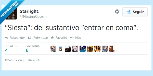 coma,entrar,caer,dormir,siesta