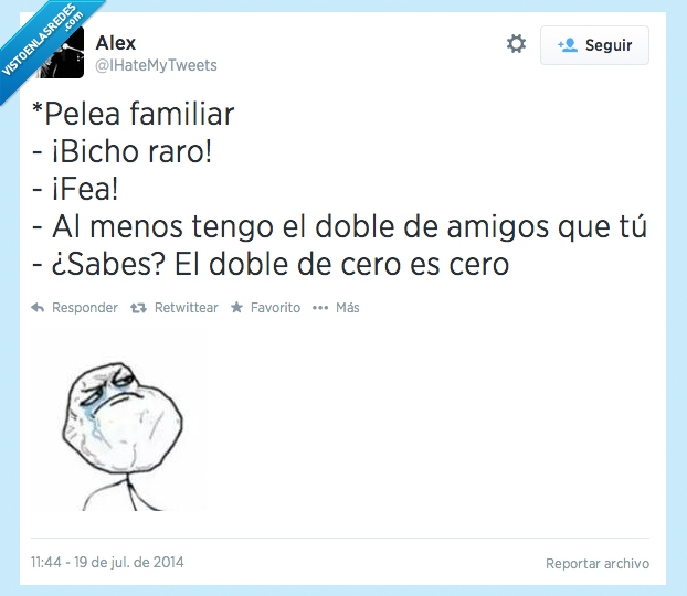 Amigos,Bicho,Cero,Doble,Feo,Forever alone,Hermanos,Pelea
