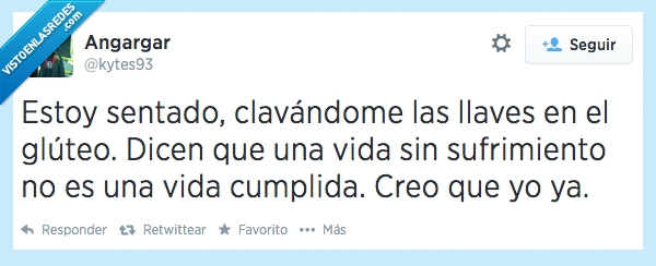 Llaves,bolsillo,glúteo,clavar,dolor,sufrimiento,vida