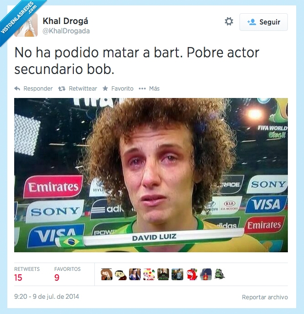 david luz,brasil,llorar,mundial,actor secundario bob,pelo,clavado,razonable,parecido,simpson
