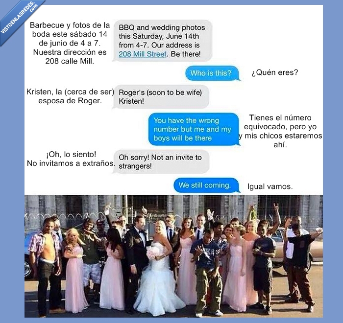 equivocado,error,whatsapp,amigos,grupo,barbacoa,presentar,colar,negros,matrimonio,fotos,Boda