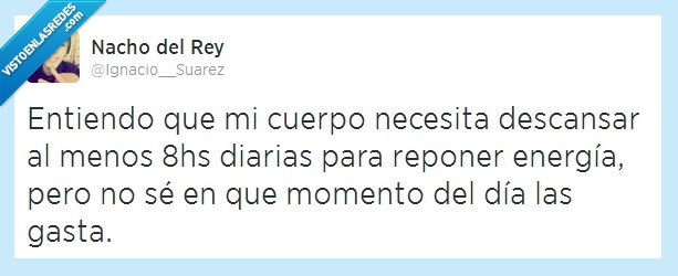 Energía,Descansar,Dormir,Gastar,Vago