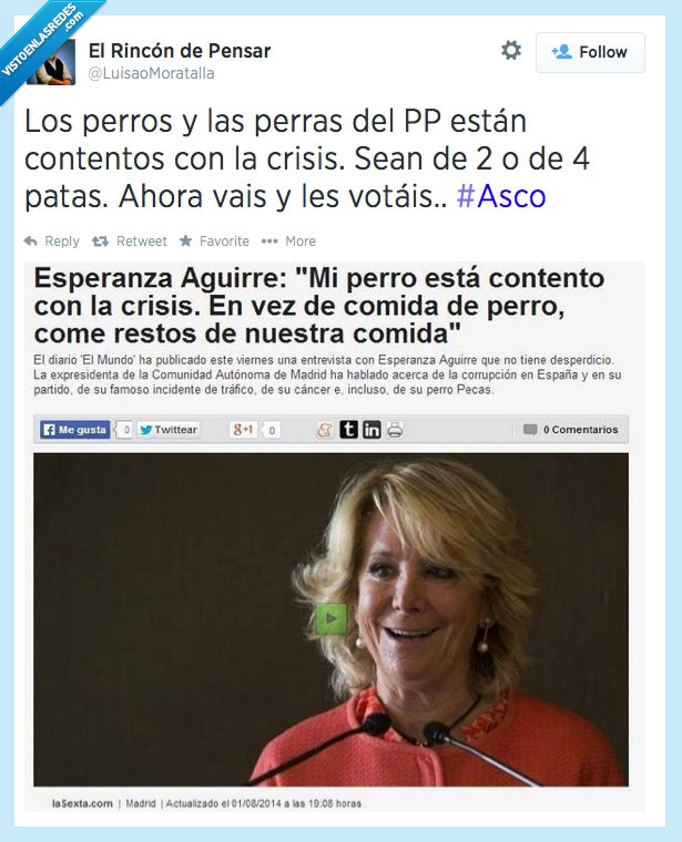 crisis,comer,perro,españa,política,retraso,esperanza aguirre,cínica