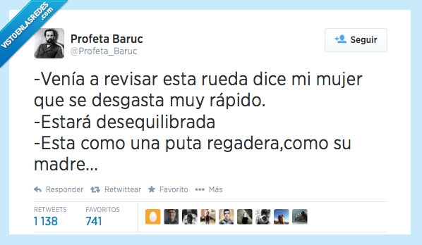 rueda,revisar,desgastar,desequilibrada,mujer,suegra,regadera