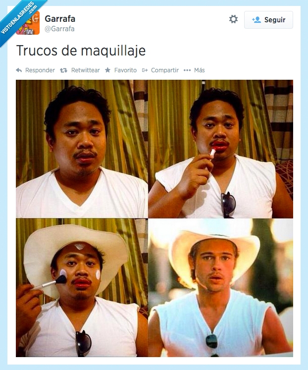 chapa y pintura,feo,guapo,brad pitt,da mal rollo,maquillaje
