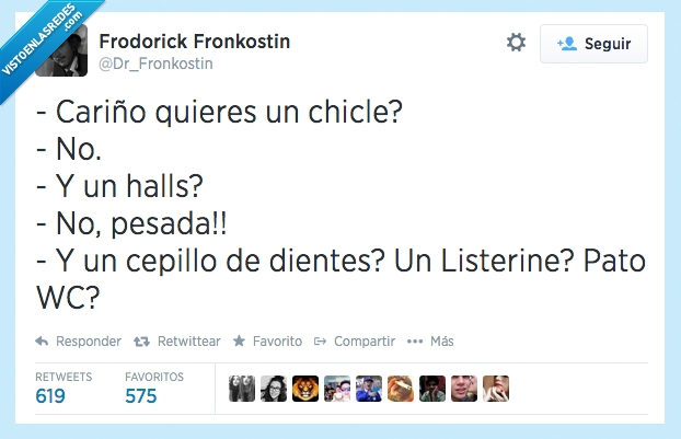 indirecta,ofrecer,halitosis,olor,peste,pato wc,aliento,listerine,chicle