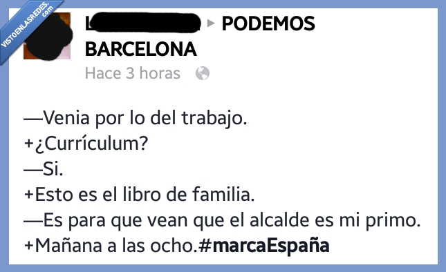 trabajo,curriculum,libro de familia,alcalde,primo,maña,trabajar,marcaespaña,enchufe,enchufismo