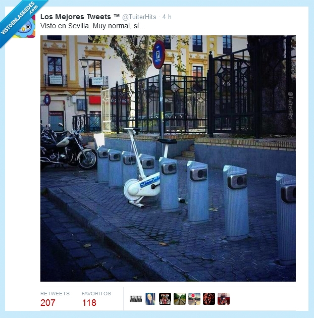 aparcada,bici estática,la gente está muy mal,sevilla,aparcar,calle