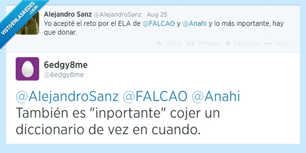 Alejandro Sanz,diccionario,inportante,importante,donar,error,ortografía