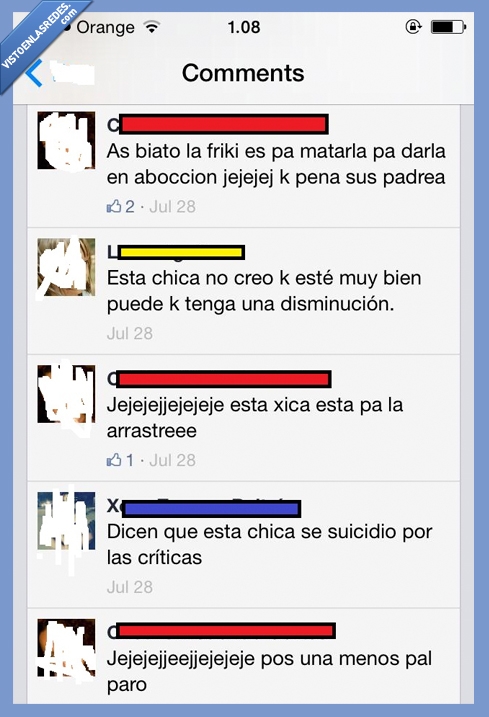 al paro,licenciadaenletras,aboccion,friki,matarla,disminucion,arrastre,suicidio,cani,choni,ignorante