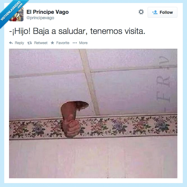 mano,sacar,techo,agujero,visita,saludar,Visitantes,principevago,Twitter,brazo