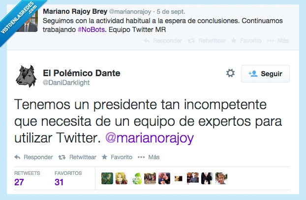 Incompetente,Twitter,Equipo,seguidores falsos,Rajoy,Presidente
