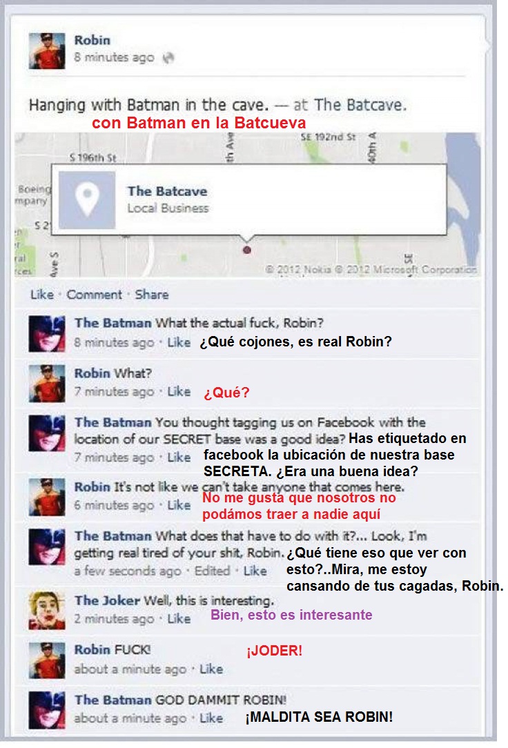 ubicación,siento si no está bien traducido,Robin,Joker,facebook,Batman