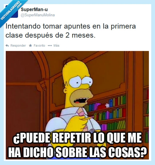 clases,lunes,homer,los simpsons,intentar,apuntes