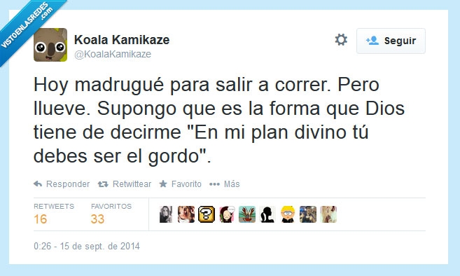 lluvia. Dios,ejercicio,correr,gordo