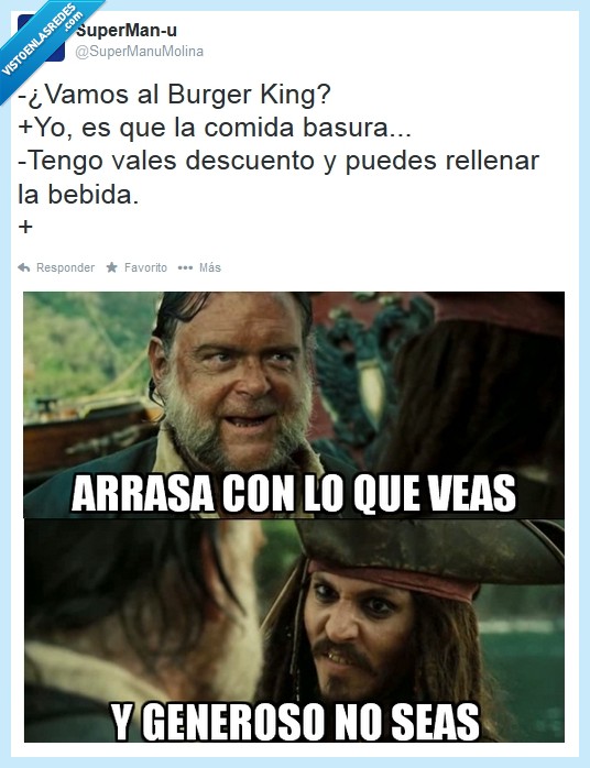 comida basura,piratas del caribe,burger king,dinero