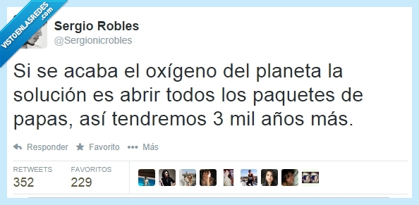 acaba,acabar,oxigeno,planeta,solucion,paquete,patatas,papas,años