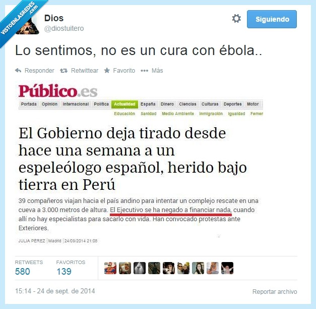 tierra,bajo,enterrado,herido,repatriación,ébola,cura,espeleólogo,Perú